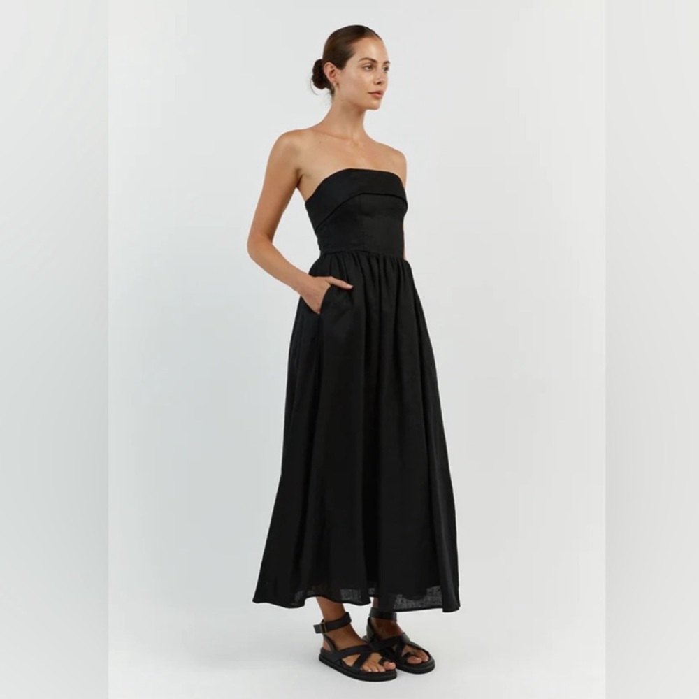 DISSH Strapless Black Midi Dress